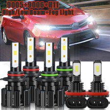 For Toyota Corolla 2009-2013 6000K LED Headlight Hi/Lo Fog Light Bulbs Kit Qty6