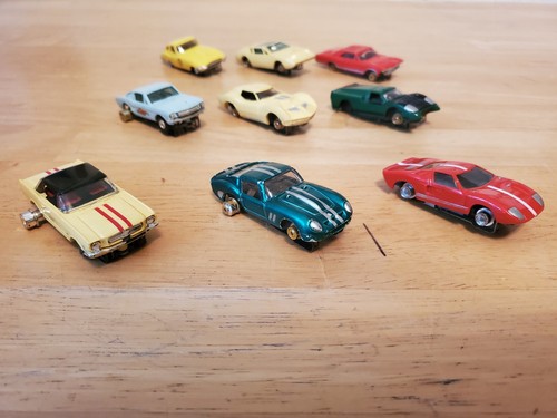 Lot Of Aurora T Jet Slot Cars, Parts, And Pieces Jaguar, Ford, Buick, Corvette