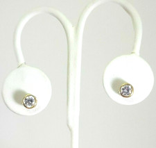 14K Yellow Gold Bezel Set CZ Stud Earrings - RB127