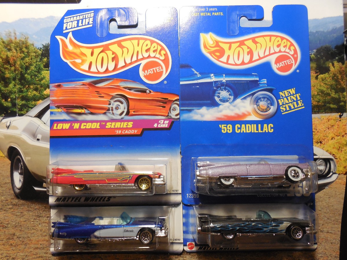Hot Wheels '59 Cadillac Convertible ELDORADO LOT 4 LOW N COOL BLUE