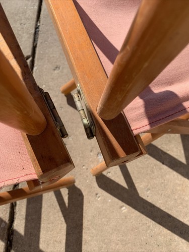 3-TELESCOPE FOLDING WOOD DIRECTORS CHAIRS Red VTG - Picture 6 of 9