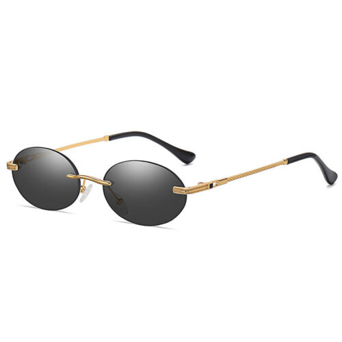 Retro Vintage Stil schmale randlose ovale Brille Designer Luxus getönte Sonnenbrille - Bild 4 von 19