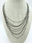 Vintage Necklace 7 Strand Chain Steel Gray Estate Costume Jewelry 18" -20"