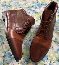 Vtg 90s Brown Multi Shade Leather Lace Up Ankle Pixie Granny Flat Boots 10 M