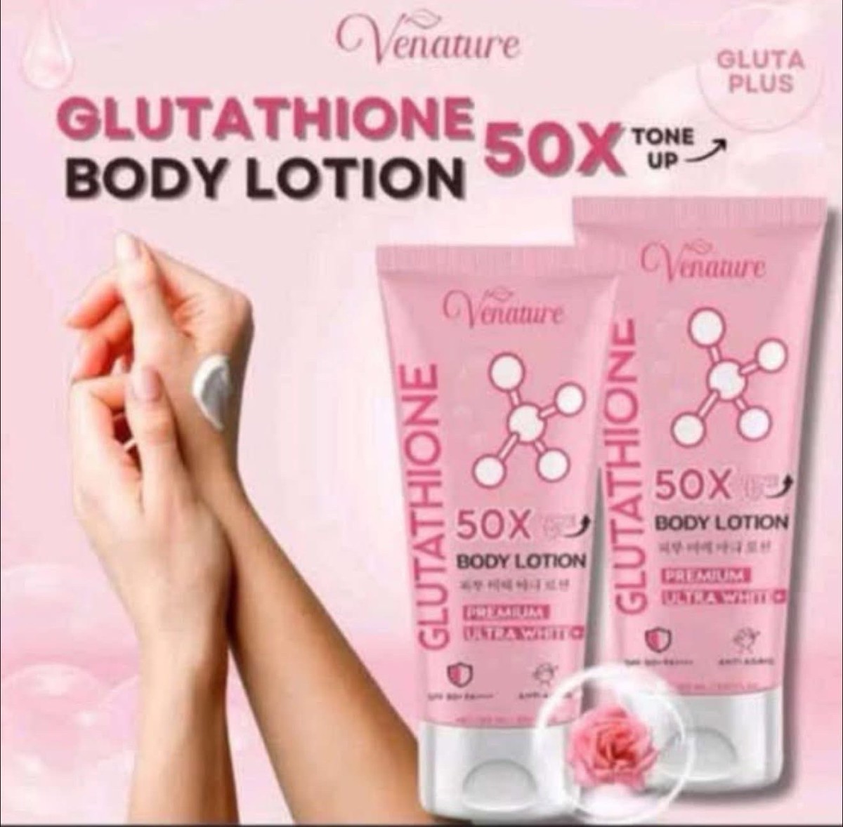 venature glutathione body lotion where to buy  Body Tone Up 50X Ultra White Sun Defense Ingredients :  Niacinamide  Arbutin  Hyaluronic Acid Benefits::  X3 Whitening  Dark Spot Removal Acne Control Protection venature glutathione body lotion where