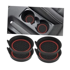 Car Cup Holder Coasters, 4PCS Non Slip Waterproof Vehicle Water Red/Black
