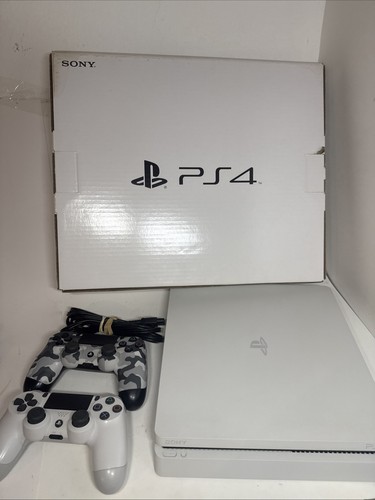 PS4 Slim Sony PlayStation 4 Slim 1 TB Glacier White 2 Controllers Low Firmware