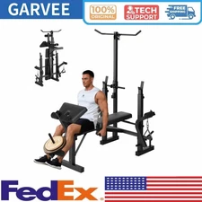 🔥Weight Bench Set with Leg Extension and Leg Curl and Preacher Curl Lat PullDow