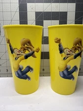2 NESQUIK NESTLE QUIK CHOCOLATE BUNNY RABBIT PROMO PLASTIC DRINKING CUP