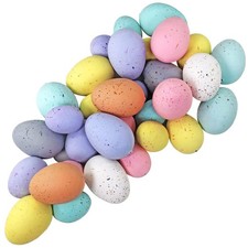 32 Pcs Assorted Faux Foam Speckled Eggs - Decorative Pastel Eggs for DIY East...