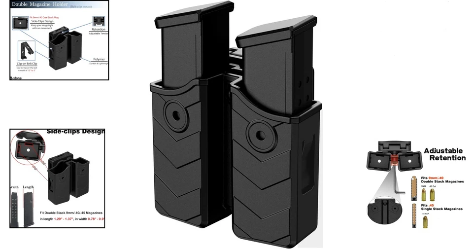 Durable Universal Magazine Holder for Tactical Use - Fits Most 9mm, 40, 45 Mags - Image 2 of 4
