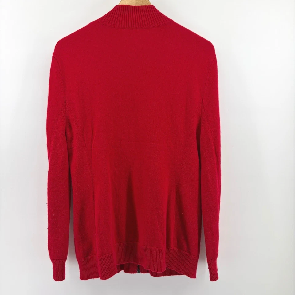 Neiman Marcus Men's Red Full Zip Mock Neck Sweater Medium CASHMERE Blend - Image 3 of 4