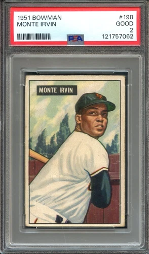 1951 Bowman #198 Monte Irvin RC PSA 2 HOF New York Giants 7062