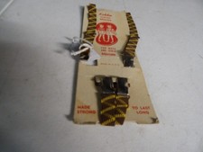 E8683 - 1950s Childrens Suspenders Braces Clip On Unisex Yellow Brown Plaid