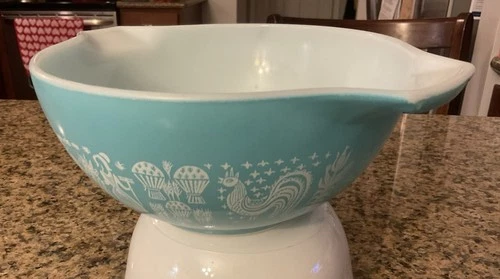 Vintage Pyrex Amish Butterprint #442 Cinderella 1.5 Qt Nesting Bowl Turquoise EC