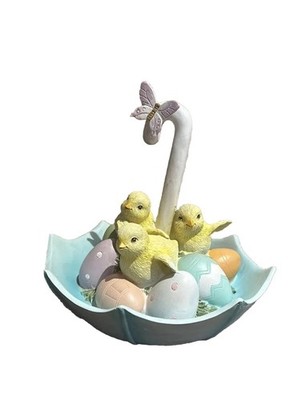 Easter umbrella with baby chicks and Easter eggs 9 x10  Tabletop Decor