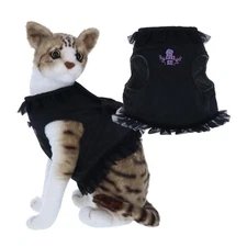 ANNA SUI Black M Cat Frilled Harness Frilled Harness Cat Supplies Pet Supplies