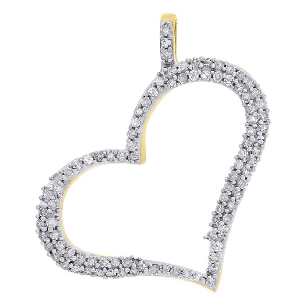 "Jfl Diamonds 10K Gelbgold Herz Charm Rund Diamant AnhäNger 0.95\" 1/3 Ct"-image