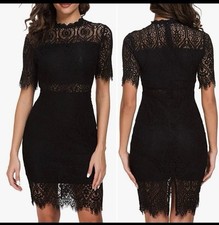 Zalalus Women's size 6 Black Lace Cocktail Dress short sleeves