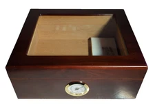 Cigar Box Humidor  Quality Importers Cigars Glass Top Spanish Cedar Lined  (LNC)