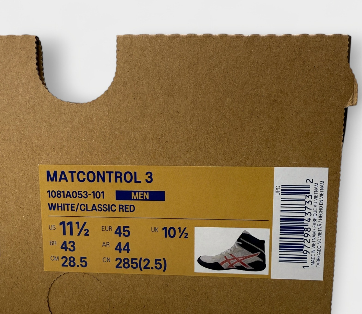 ASICS Matcontrol 3 Wrestling Shoes White Red Men