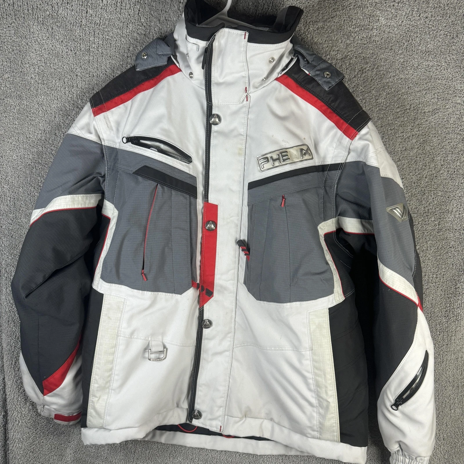 Phenix Ski Jacket Mens Large White Gray Red Hooded Insulated Winter Snow EYS4020
Opens in a new wind