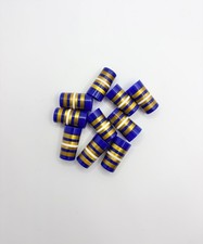 Custom ferrules navy blue w metallic gold and white rings - choose size