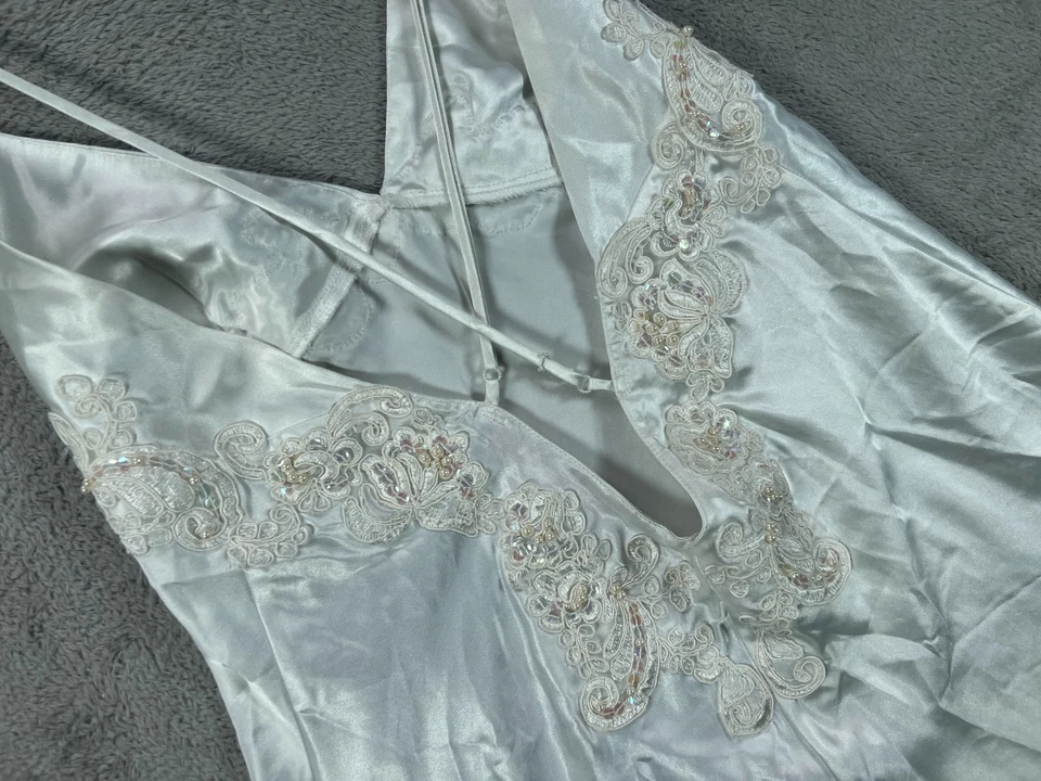 Vintage Victorias Secret M Slip Dress Chemise White Lingerie 90s Coquette Bridal - Image 3 of 4