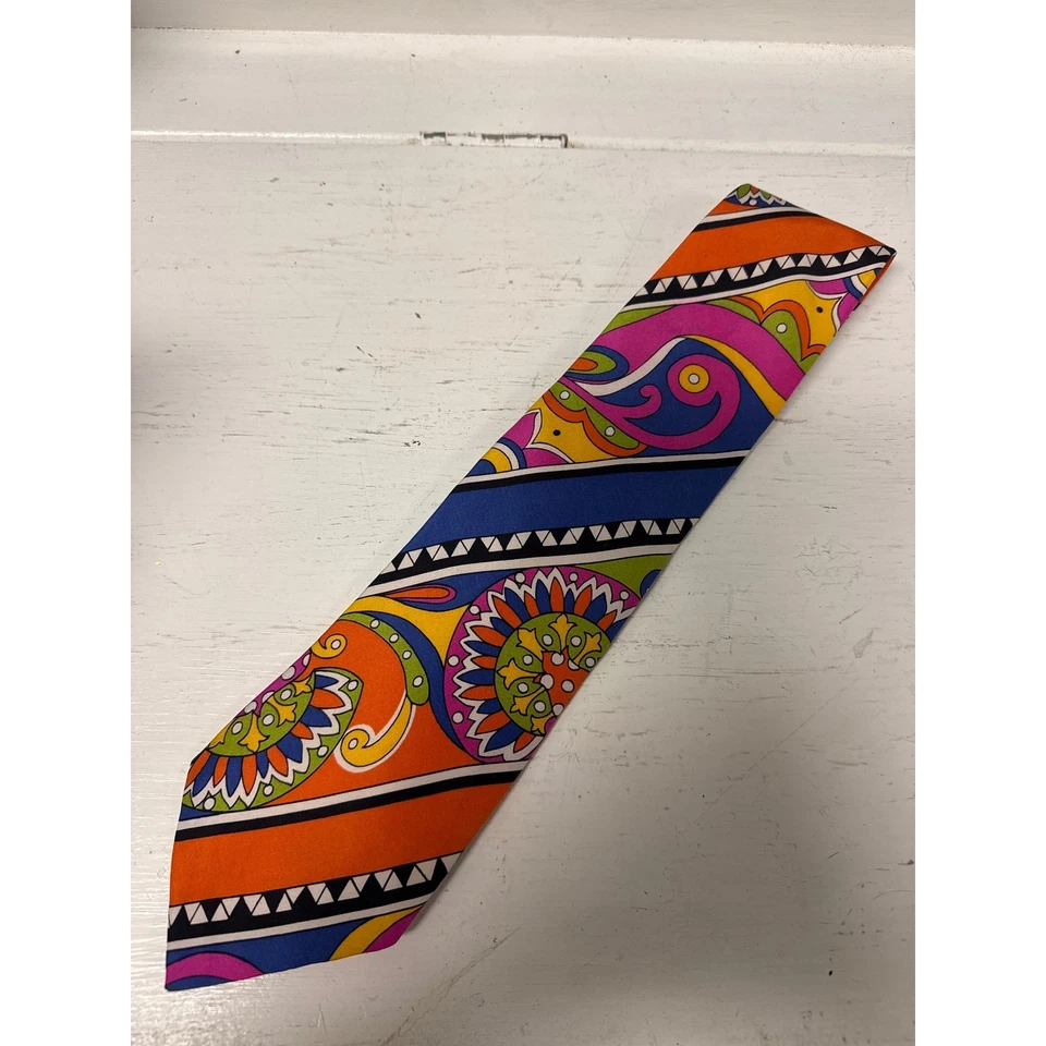 Corbata vintage Pat Argenti corbata colorida psicodélica floral años 60 70 Foto 2 de 4