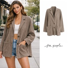 Free People Rust Beachy Distressed Slouchy Open Blazer Size Medium