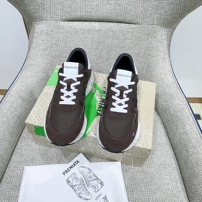 Premiata full-grain leather exclusive Lano series stitched 'Mi' logo vintage ver