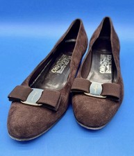 Salvatore Ferragamo Ladies Vara Chocolate Suede Low Heel, Size 8 Ladies Heels