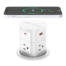ANNQUAN 3.15" Pop Up Countertop Outlet with 15W Wireless Charger,Max 20W Powe...