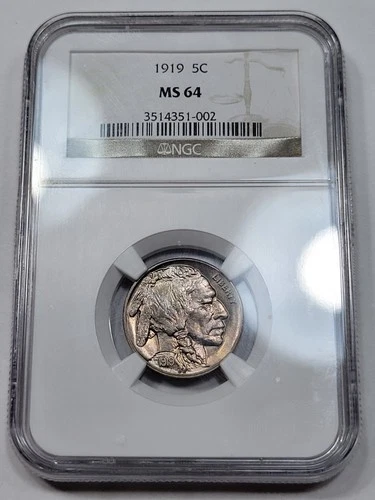 1919 5c Buffalo Nickel NGC MS64 Uncirculated Better Date Nice Type *M147