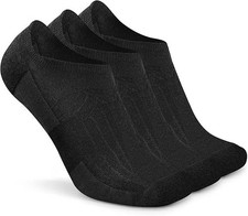 "No Show Merino Wool Athletic Running Socks for Men Large-X-Large 3 Pairs Black