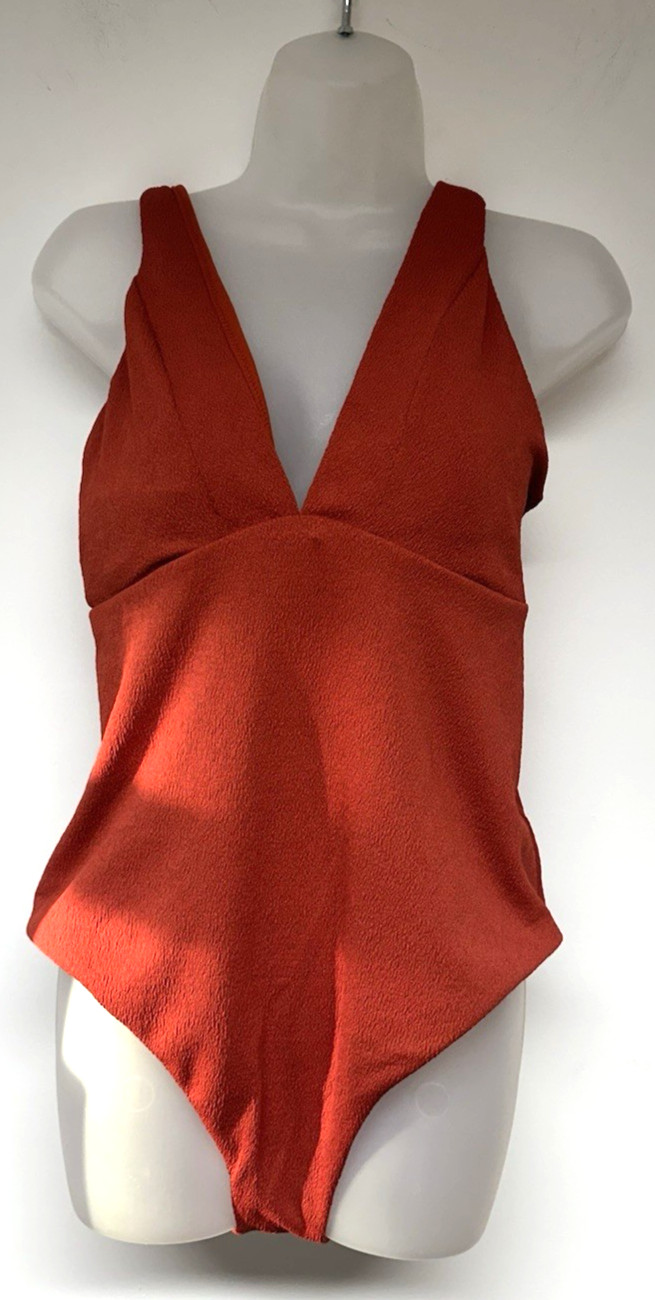 New! M&S Marks & Spencer UK18 copper non-wired plunge Secret Slimming swimsuit