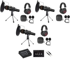 Rockville Line8 USB 3-Person Podcast Podcasting Recording Kit w/Mics Headphones