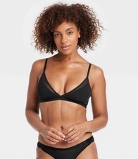 Auden Women  s Bralette Small S Black Mesh Unlined NWT New