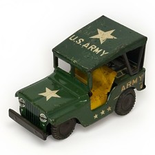 Vintage Tinplate US ARMY JEEP Japan Military Radio All Metal Body 4  