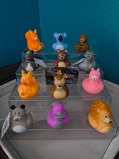 2" Rubber Ducks - Set of 12 - Koala, Skunk, Squirrel, Bear, Coon, and Hedgehog.