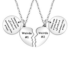 Best Friends Necklace Gift,2pcs Heart Pendant Adjustable Long Necklace Side by s