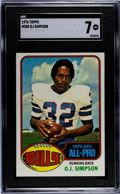 #ad 1976 Topps O.J. Simpson #300 SGC 7 NM $60.00