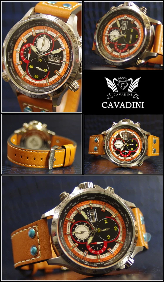 CAVADINI Herrenuhr Chronograph Tag-Datum Kaliber OS00 Edelstahl braun CV-1607 - Bild 2 von 2