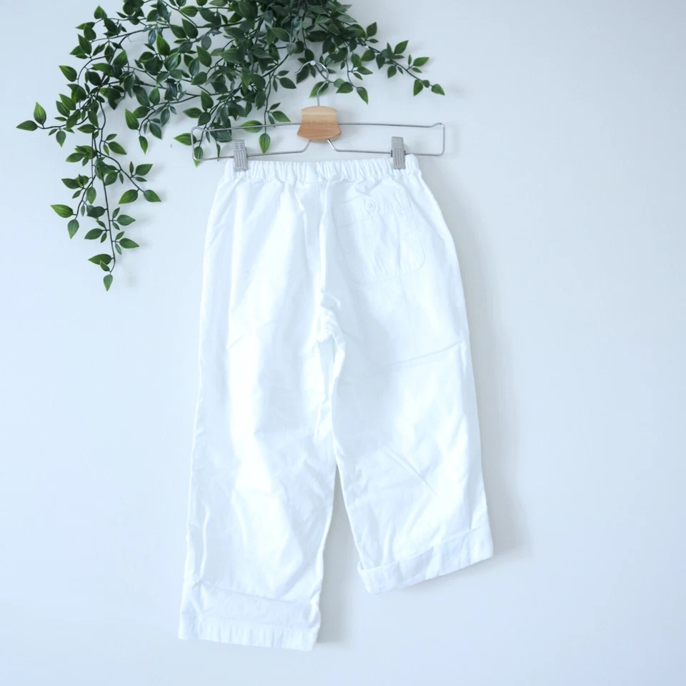 Hanna Andersson Kids White Wide Leg Roll Tab Convertible Cotton Pants Size 120 - Image 3 of 4