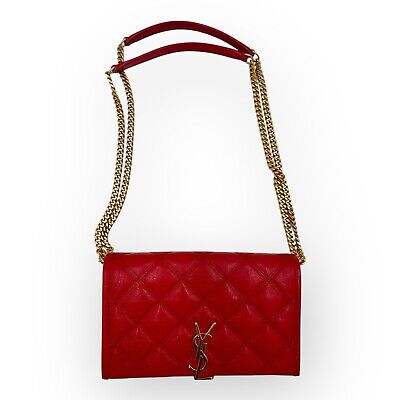 Saint Laurent Paris Becky Leather Chain Shoulder Bag In Red Saint Laurent Paris Becky Leather Chain Shoulder Bag In Red