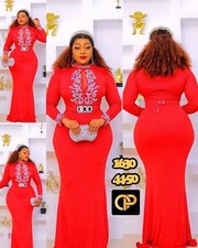 Red Long Dress With Silver Embellishment