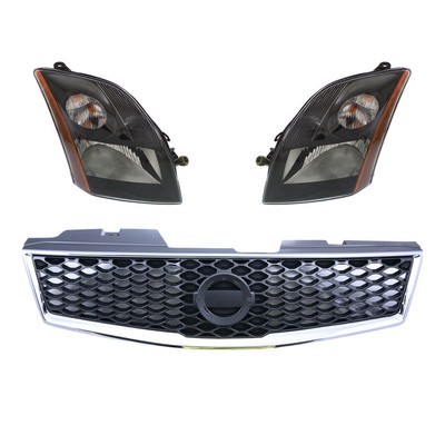 Grille Assembly + Headlight Set Halogen For 07-09 Nissan Sentra SE-R SE-R Spec V