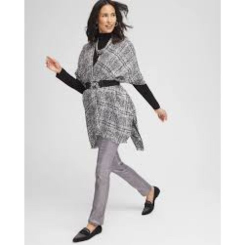 Chico's Tweed Ruana Covering - Moon Shade Gray Heather - One Size - Picture 2 of 8
