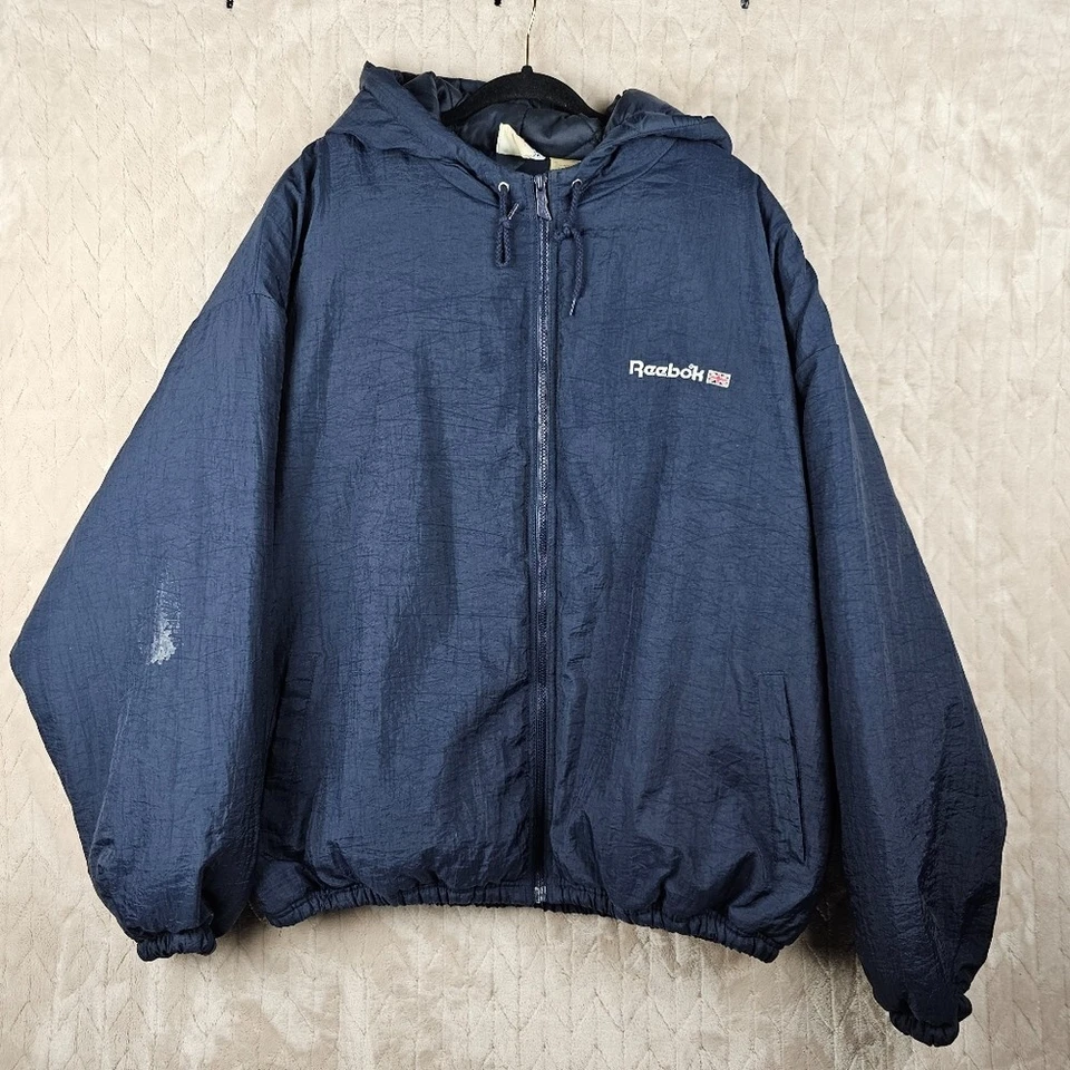 VTG 90s Reebok Puffer Jacket Mens XL Union Jack UK Sports Streetwear Retro - Image 2 of 4
