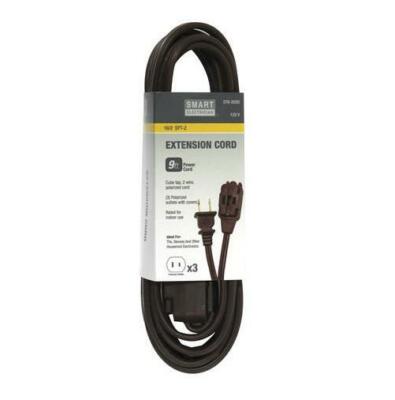 9' Indoor Brown 3 Outlet Plug 16/2 Electric Power Extension Cord Cube Triple Tap